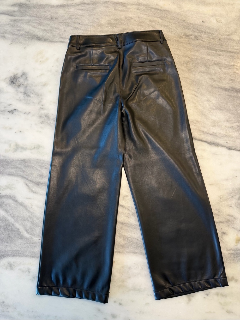 Women’s LOFT Black Faux Leather Wide-Leg Pants